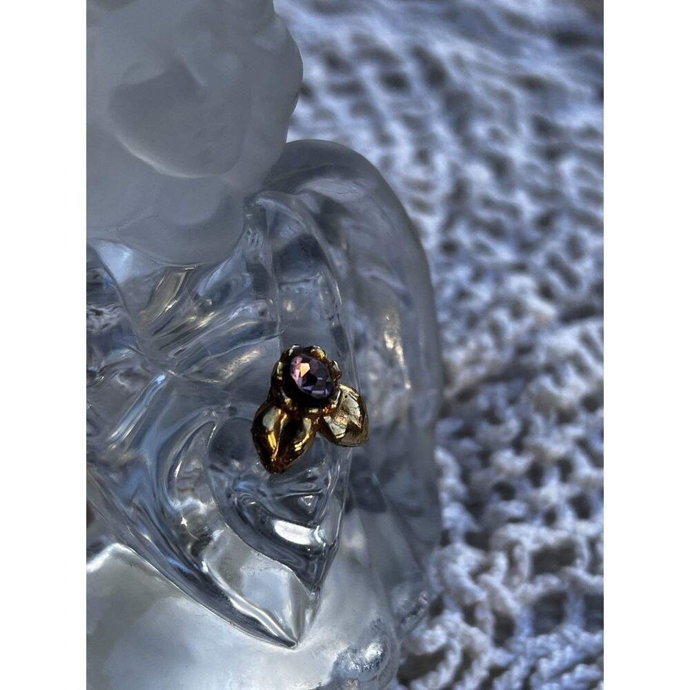 Fenton Guardian Angel Birthstone Figurine February Amethyst Frosted Clear Glass